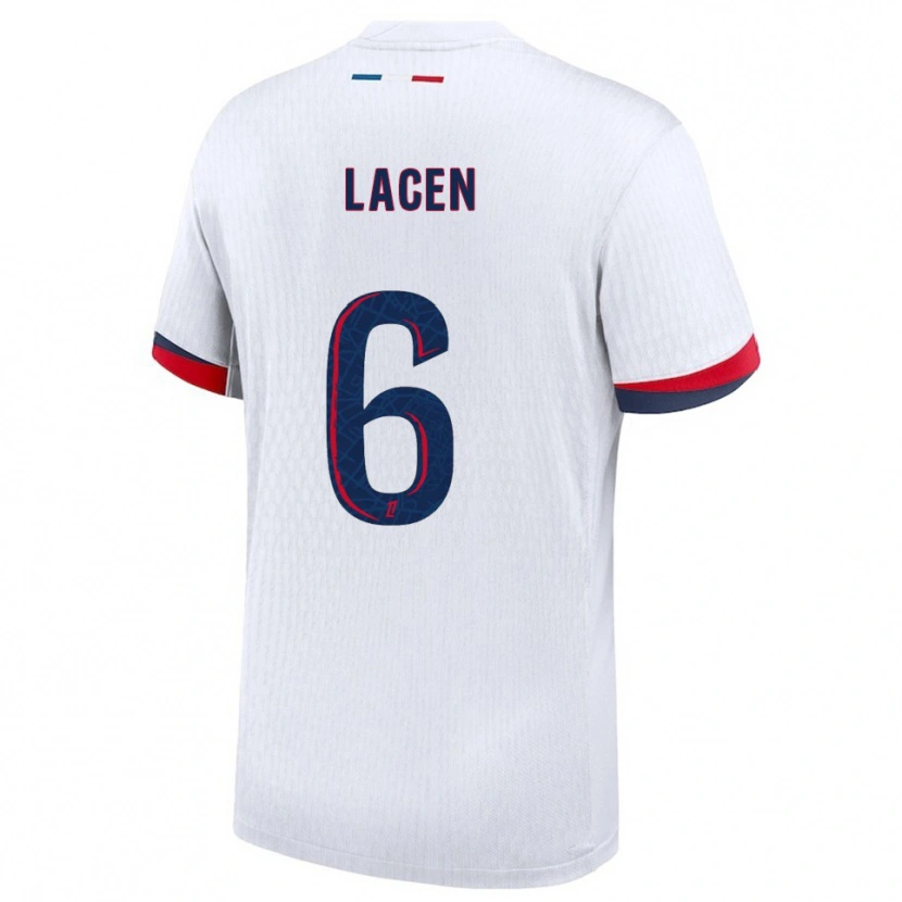 Danxen Hombre Camiseta Michaël Lacen #6 Blanco Rojo 2ª Equipación 2025/26 La Camisa México