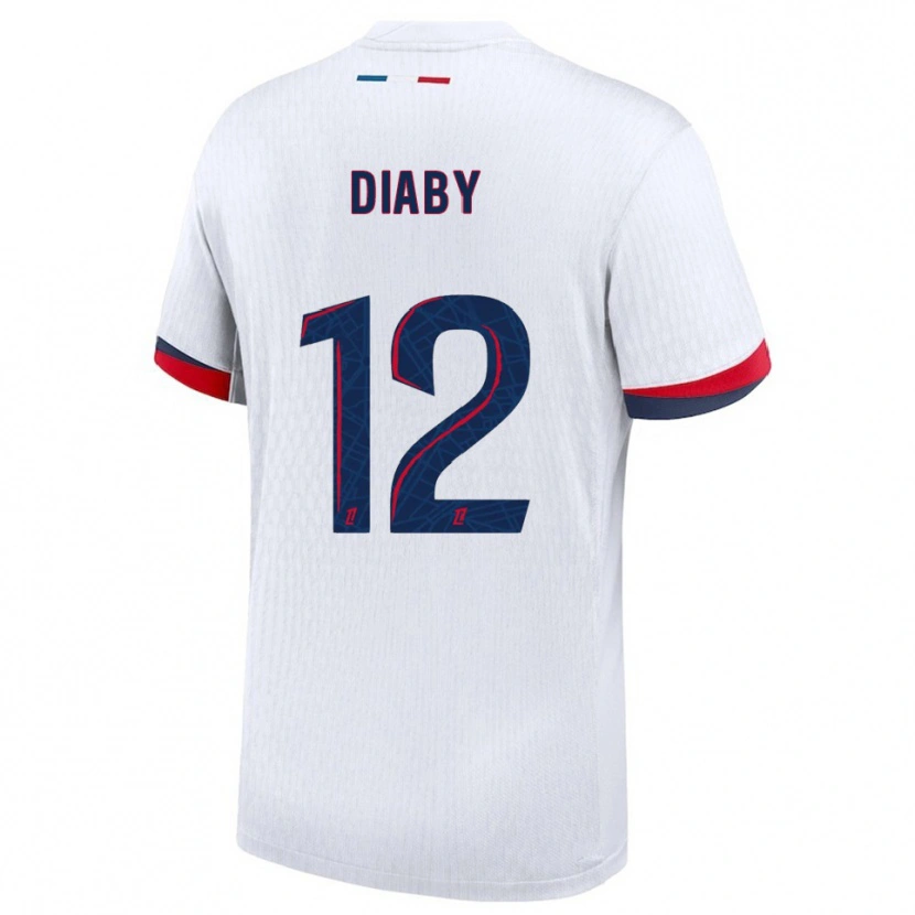 Danxen Hombre Camiseta Ibrahima Diaby #12 Blanco Rojo 2ª Equipación 2025/26 La Camisa México