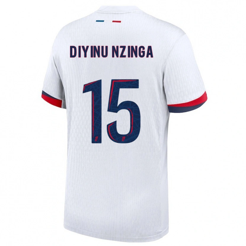 Danxen Hombre Camiseta Vainqueur Diyinu Nzinga #15 Blanco Rojo 2ª Equipación 2025/26 La Camisa México