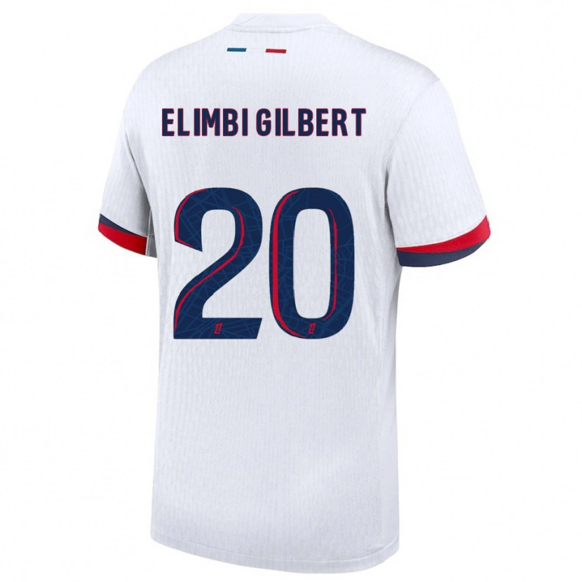 Danxen Hombre Camiseta Tara Elimbi Gilbert #20 Blanco Rojo 2ª Equipación 2025/26 La Camisa México