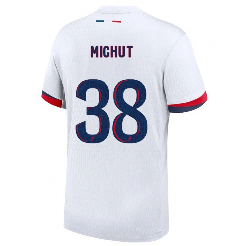 Danxen Hombre Camiseta Edouard Michut #38 Blanco Rojo 2ª Equipación 2025/26 La Camisa México
