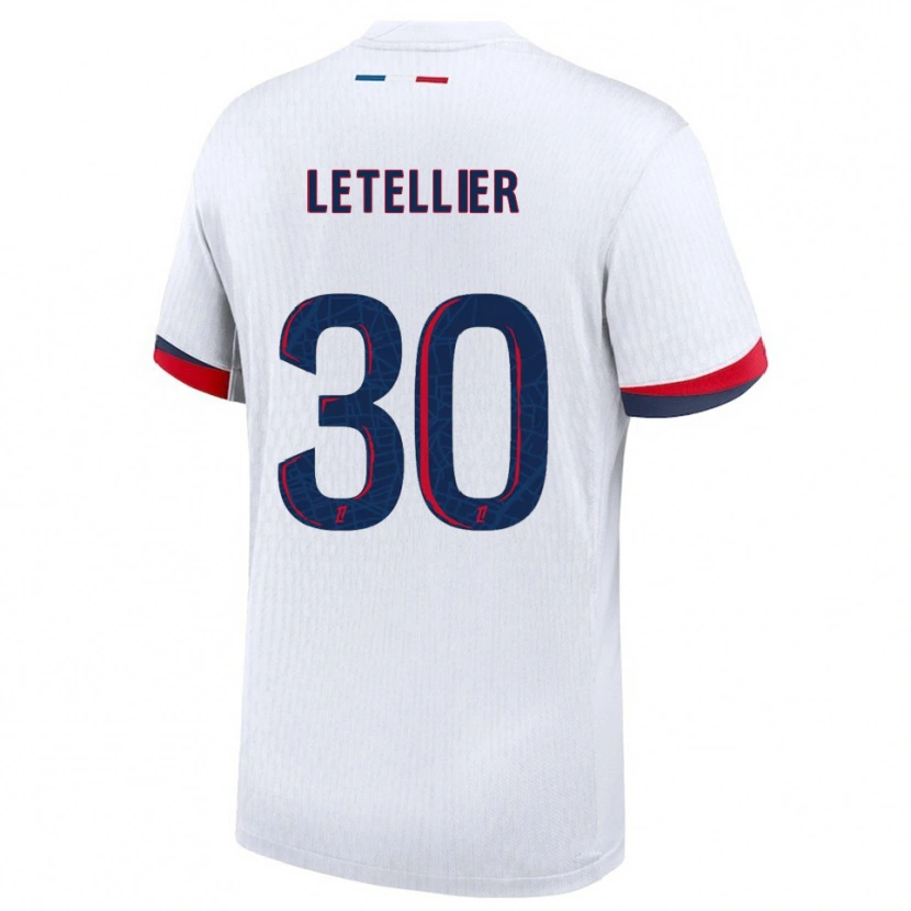 Danxen Hombre Camiseta Alexandre Letellier #30 Blanco Rojo 2ª Equipación 2025/26 La Camisa México