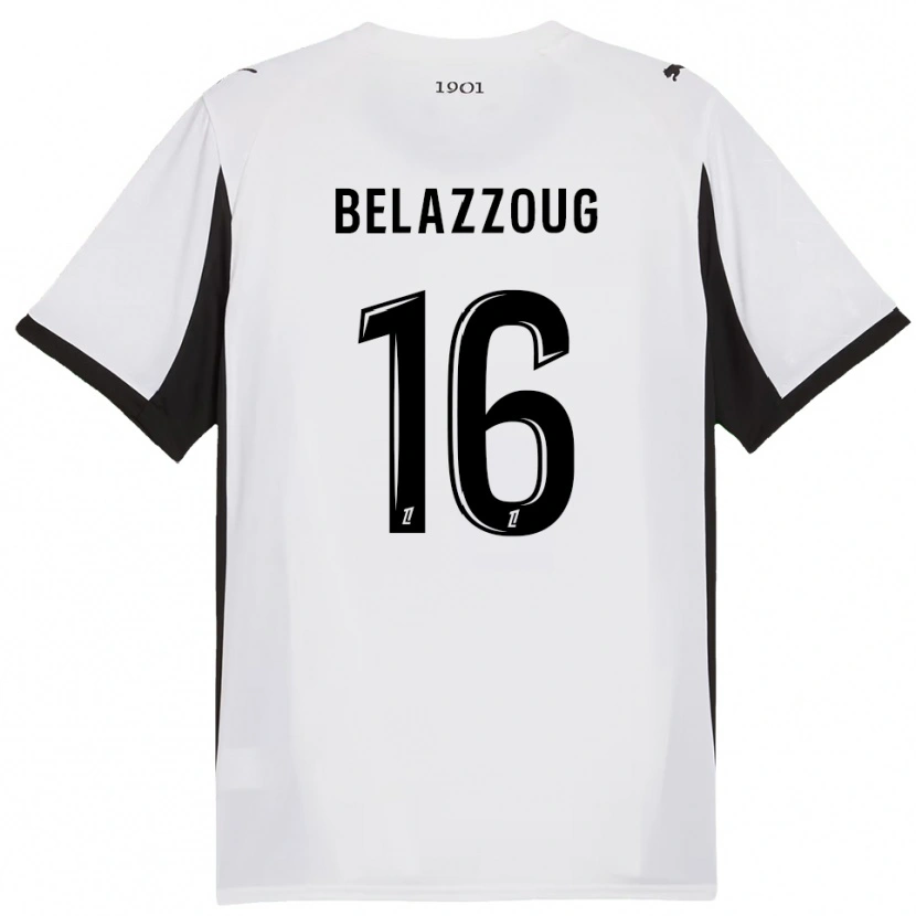 Danxen Hombre Camiseta Kilian Belazzoug #16 Blanco Negro 2ª Equipación 2025/26 La Camisa México