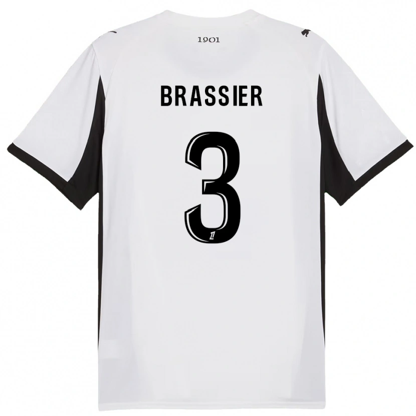 Danxen Hombre Camiseta Lilian Brassier #3 Blanco Negro 2ª Equipación 2025/26 La Camisa México