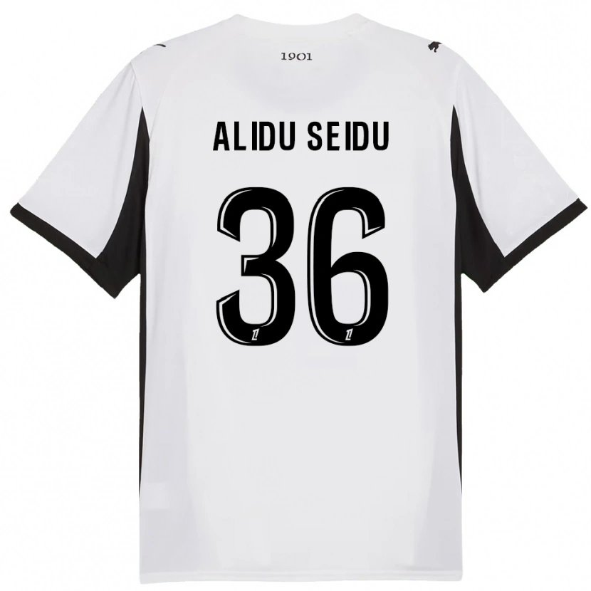 Danxen Hombre Camiseta Alidu Seidu #36 Blanco Negro 2ª Equipación 2025/26 La Camisa México