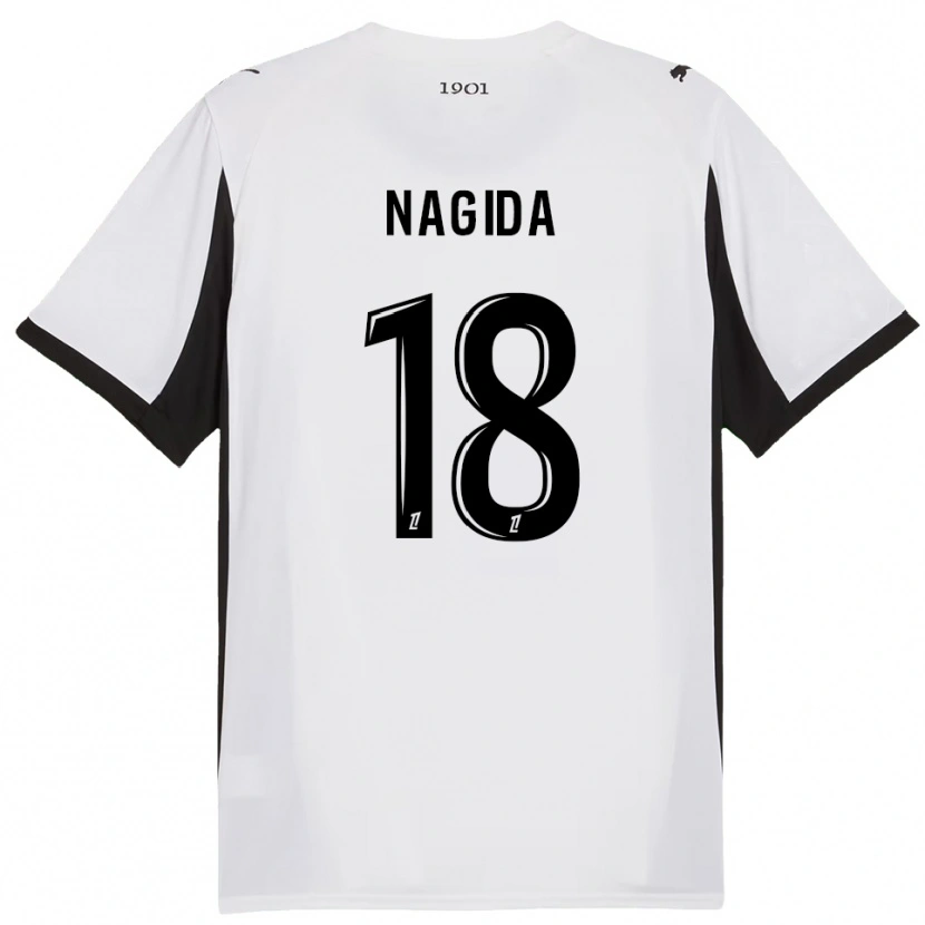 Danxen Hombre Camiseta Mahamadou Nagida #18 Blanco Negro 2ª Equipación 2025/26 La Camisa México