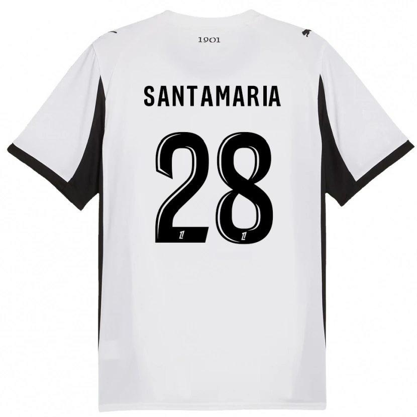 Danxen Hombre Camiseta Baptiste Santamaria #28 Blanco Negro 2ª Equipación 2025/26 La Camisa México