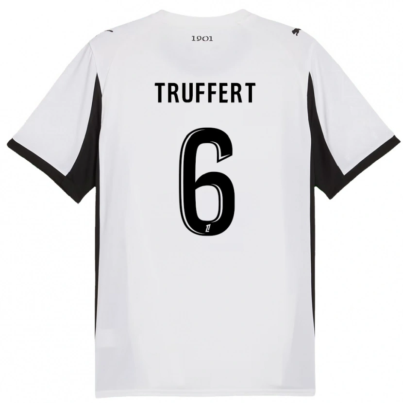 Danxen Hombre Camiseta Florian Truffert #6 Blanco Negro 2ª Equipación 2025/26 La Camisa México