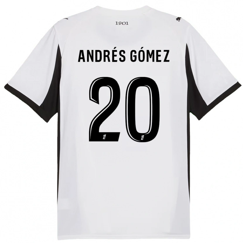 Danxen Hombre Camiseta Carlos Andrés Gómez #20 Blanco Negro 2ª Equipación 2025/26 La Camisa México