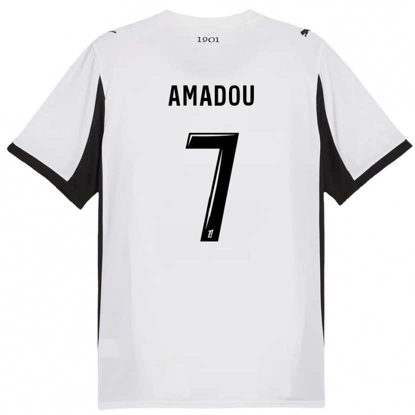 Danxen Hombre Camiseta Amadou Diallo #7 Blanco Negro 2ª Equipación 2025/26 La Camisa México