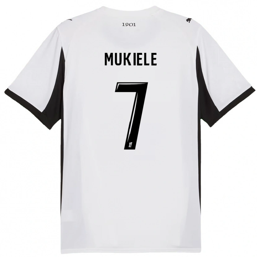 Danxen Hombre Camiseta Nordan Mukiele #7 Blanco Negro 2ª Equipación 2025/26 La Camisa México