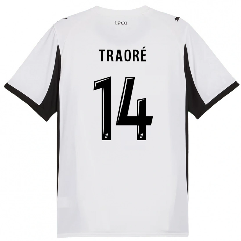 Danxen Hombre Camiseta Erwan Traoré #14 Blanco Negro 2ª Equipación 2025/26 La Camisa México