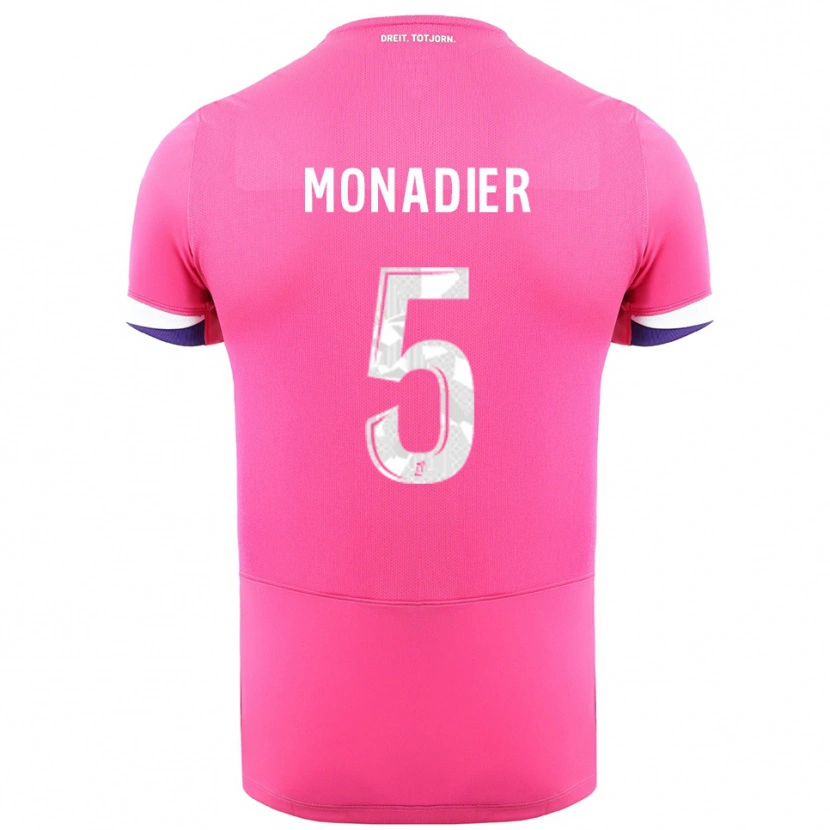 Danxen Hombre Camiseta Pauline Monadier #5 Rosa Blanco 2ª Equipación 2025/26 La Camisa México