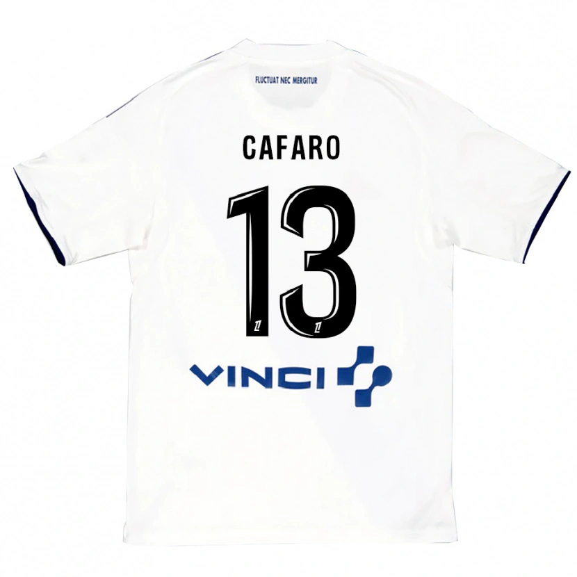 Danxen Hombre Camiseta Mathieu Cafaro #13 Blanco Azul 2ª Equipación 2025/26 La Camisa México