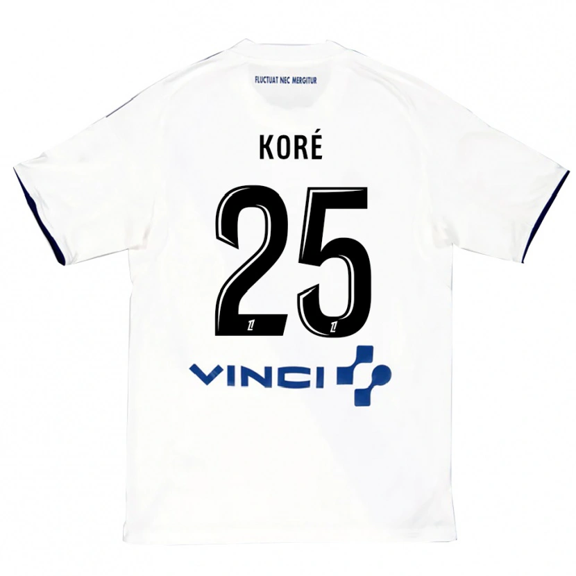 Danxen Hombre Camiseta Yoan Koré #25 Blanco Azul 2ª Equipación 2025/26 La Camisa México