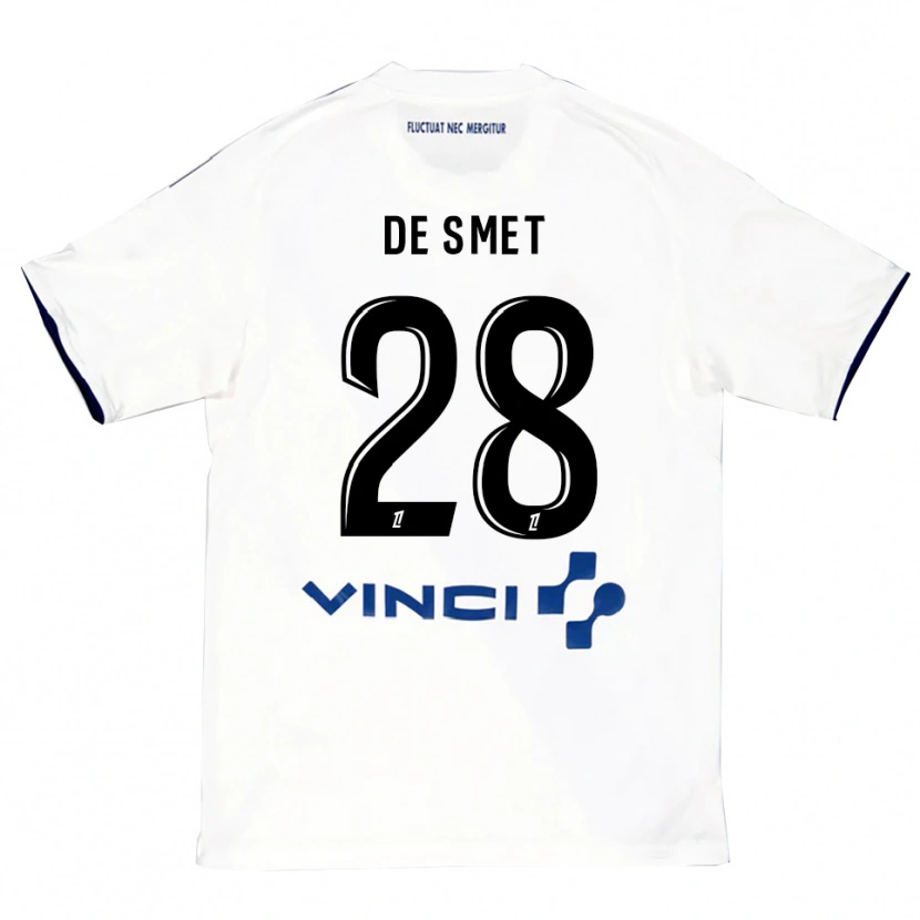 Danxen Hombre Camiseta Thibault De Smet #28 Blanco Azul 2ª Equipación 2025/26 La Camisa México