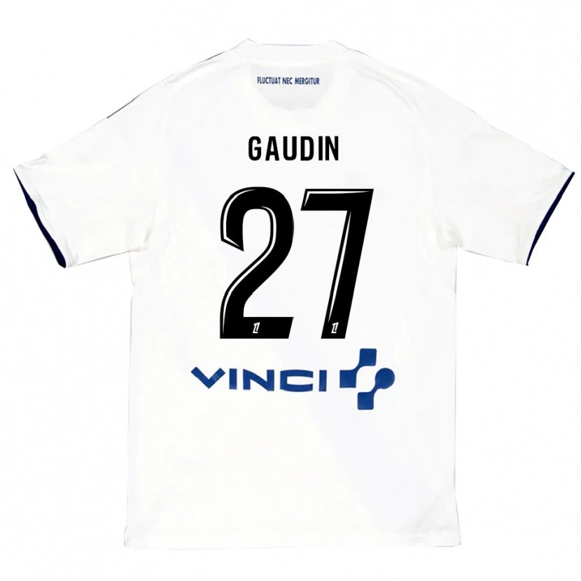 Danxen Hombre Camiseta Jules Gaudin #27 Blanco Azul 2ª Equipación 2025/26 La Camisa México