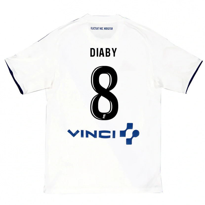 Danxen Hombre Camiseta Aboubakar Diaby #8 Blanco Azul 2ª Equipación 2025/26 La Camisa México