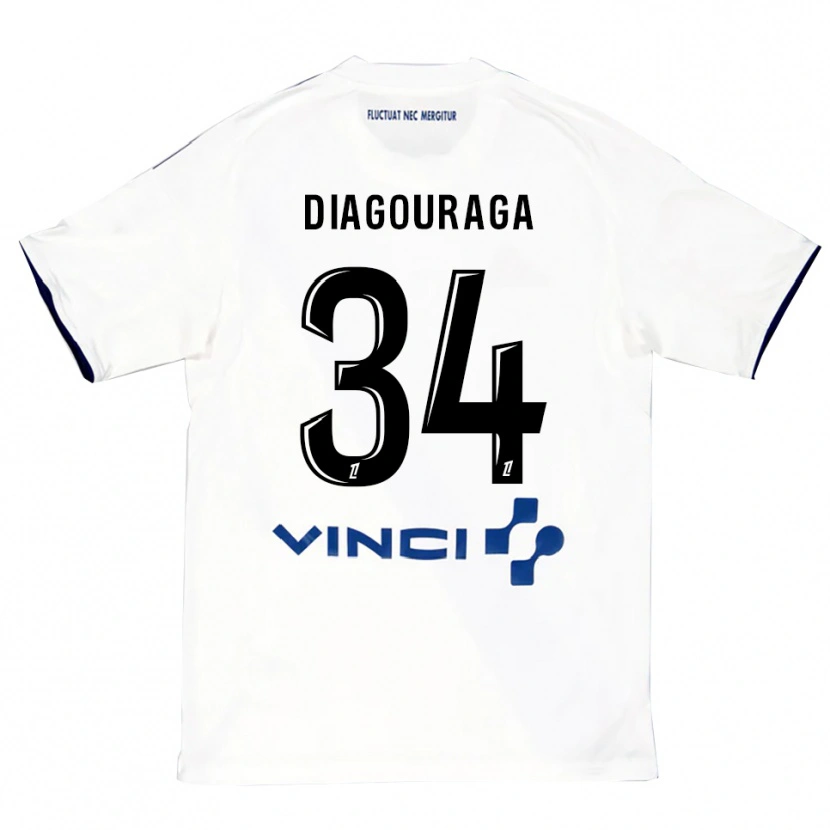 Danxen Hombre Camiseta Djibril Diagouraga #34 Blanco Azul 2ª Equipación 2025/26 La Camisa México