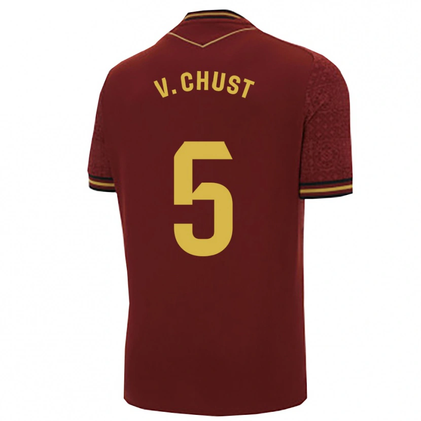 Danxen Hombre Camiseta Víctor Chust #5 Burdeos Oro 2ª Equipación 2025/26 La Camisa México