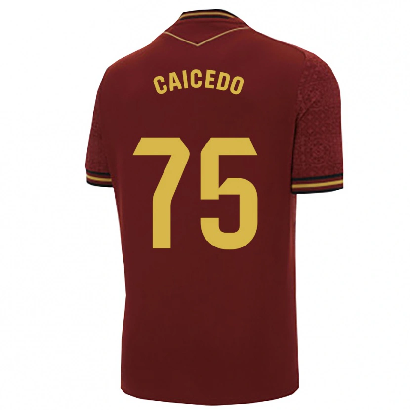 Danxen Hombre Camiseta Alfred Caicedo #75 Burdeos Oro 2ª Equipación 2025/26 La Camisa México