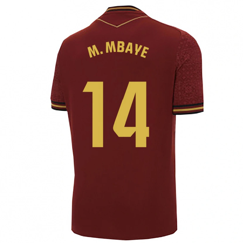 Danxen Hombre Camiseta Momo Mbaye #14 Burdeos Oro 2ª Equipación 2025/26 La Camisa México