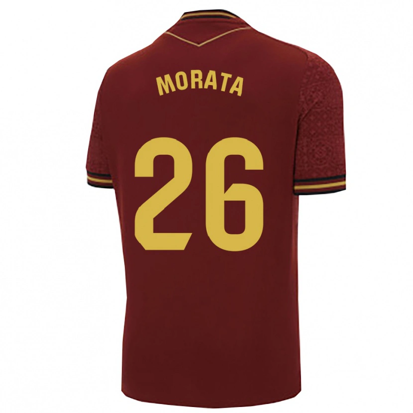Danxen Hombre Camiseta Álex Morata #26 Burdeos Oro 2ª Equipación 2025/26 La Camisa México