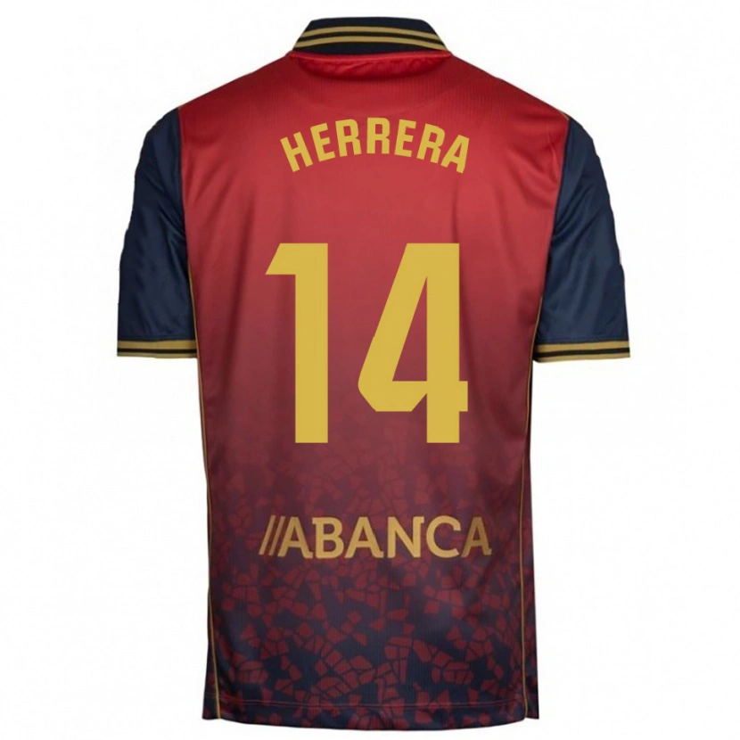 Danxen Hombre Camiseta Cristian Herrera #14 Rojo Marino 2ª Equipación 2025/26 La Camisa México