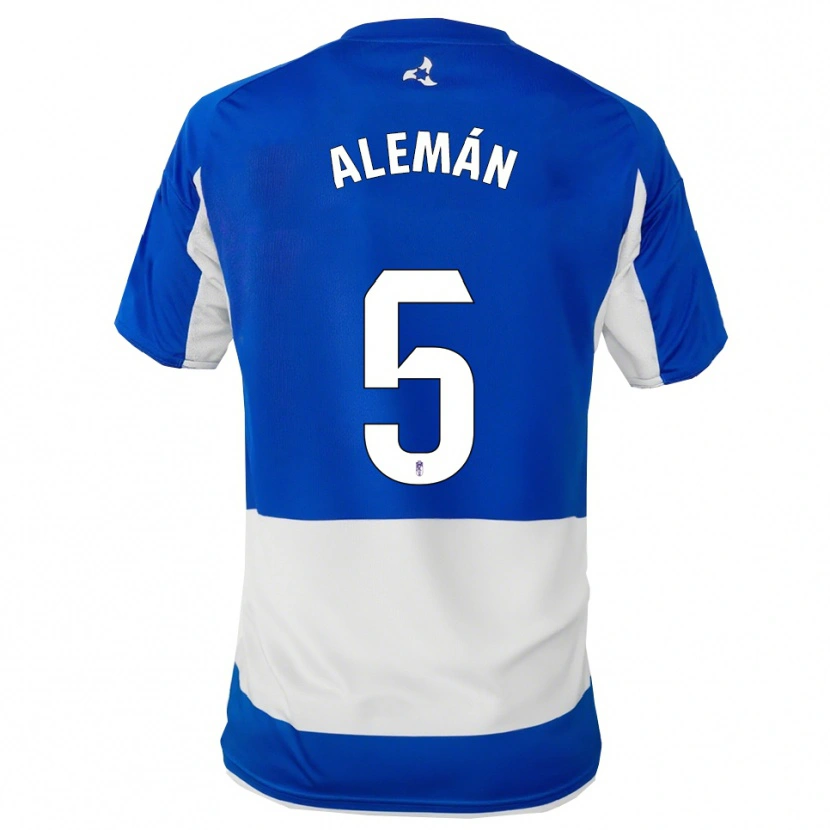 Danxen Hombre Camiseta Carlos Alemán #5 Azul Blanco 2ª Equipación 2025/26 La Camisa México