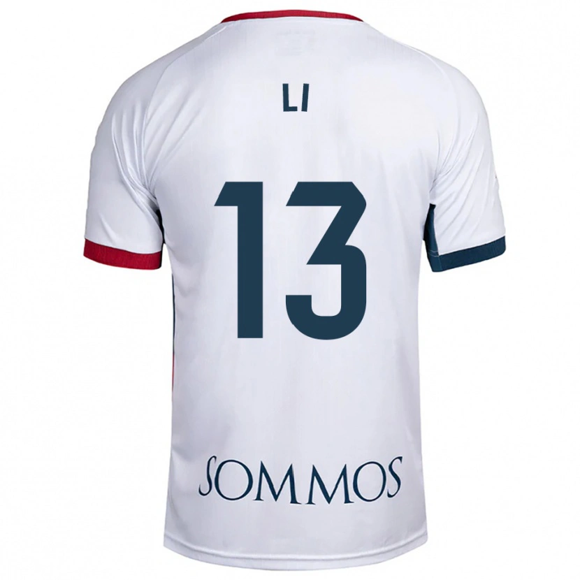 Danxen Hombre Camiseta Changyi Li #13 Blanco Rojo 2ª Equipación 2025/26 La Camisa México
