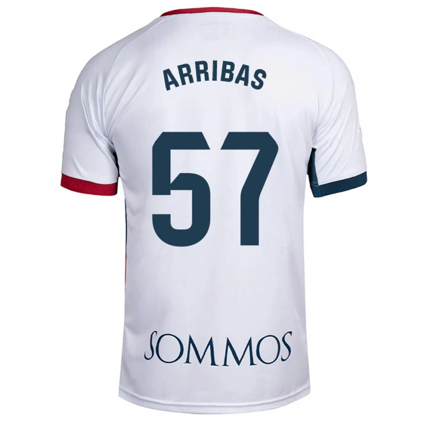 Danxen Hombre Camiseta Sergio Arribas #57 Blanco Rojo 2ª Equipación 2025/26 La Camisa México