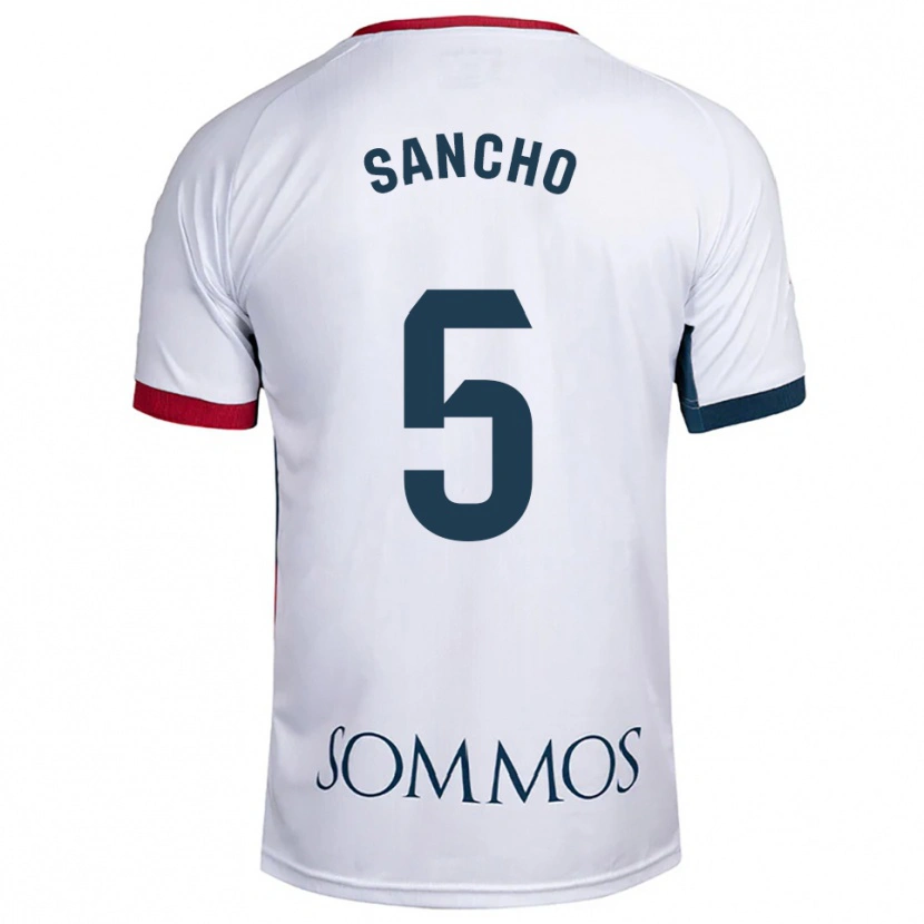 Danxen Hombre Camiseta Esther Sancho #5 Blanco Rojo 2ª Equipación 2025/26 La Camisa México