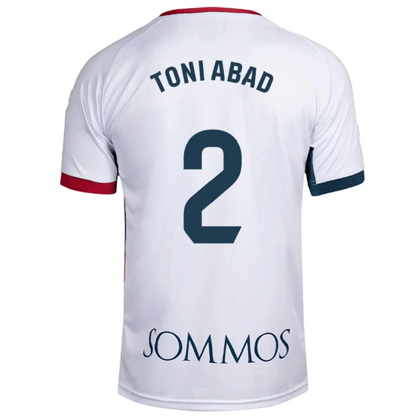 Danxen Hombre Camiseta Toni Abad #2 Blanco Rojo 2ª Equipación 2025/26 La Camisa México