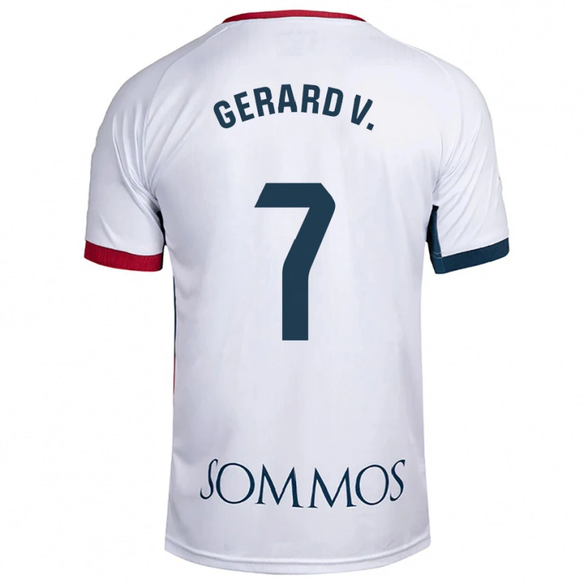 Danxen Hombre Camiseta Gerard Valentín #7 Blanco Rojo 2ª Equipación 2025/26 La Camisa México