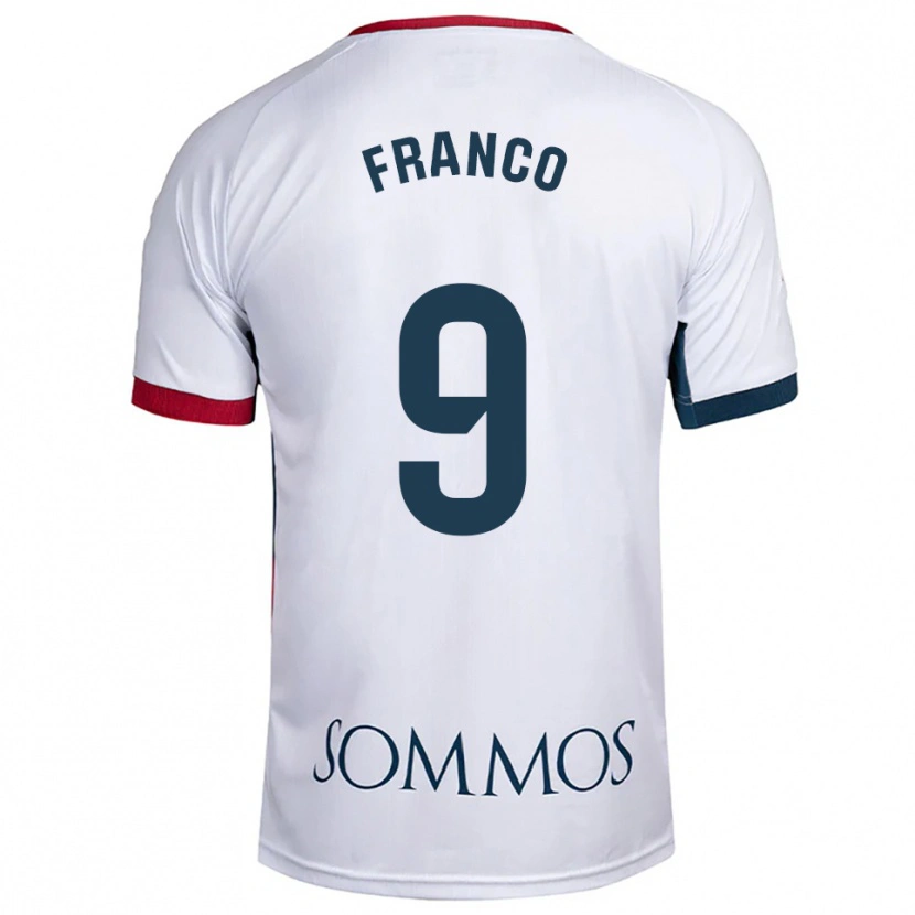 Danxen Hombre Camiseta Santi Franco #9 Blanco Rojo 2ª Equipación 2025/26 La Camisa México
