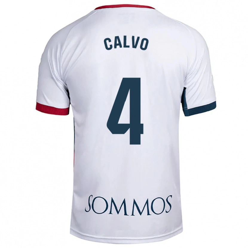 Danxen Hombre Camiseta Álex Calvo #4 Blanco Rojo 2ª Equipación 2025/26 La Camisa México