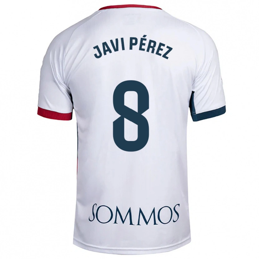 Danxen Hombre Camiseta Javi Pérez #8 Blanco Rojo 2ª Equipación 2025/26 La Camisa México