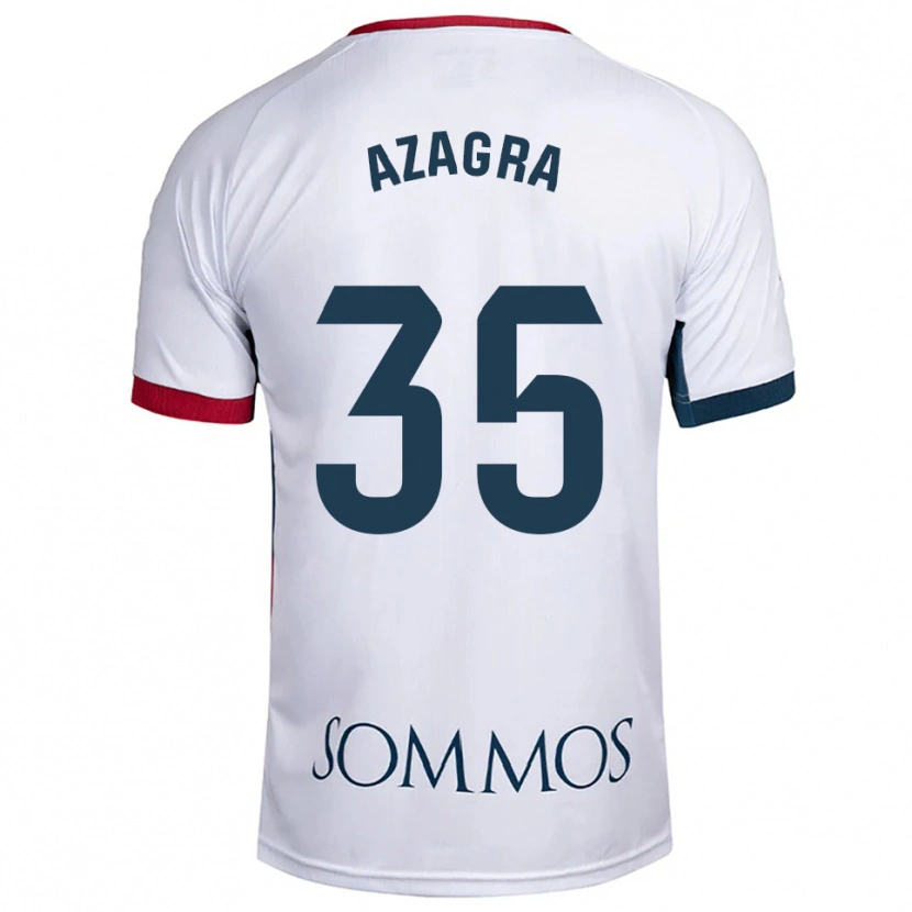 Danxen Hombre Camiseta Nico Azagra #35 Blanco Rojo 2ª Equipación 2025/26 La Camisa México