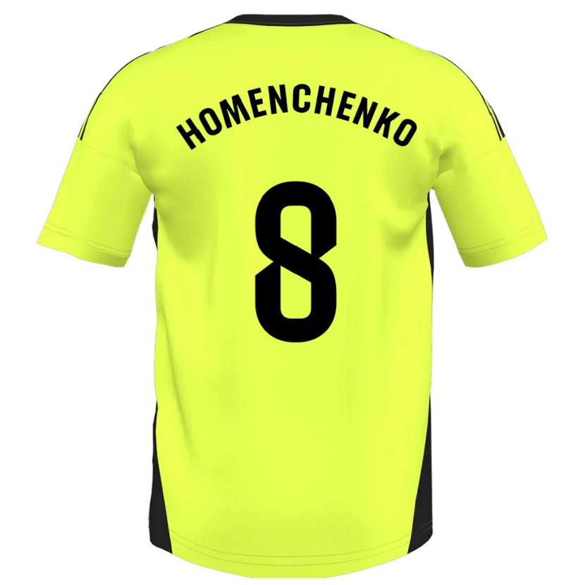 Danxen Hombre Camiseta Santiago Homenchenko #8 Amarillo Fluorescente 2ª Equipación 2025/26 La Camisa México