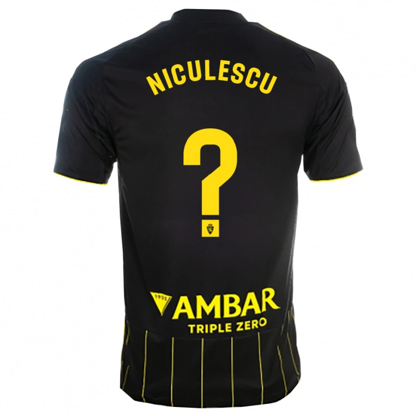 Danxen Hombre Camiseta Andrei Niculescu #0 Negro Amarillo 2ª Equipación 2025/26 La Camisa México