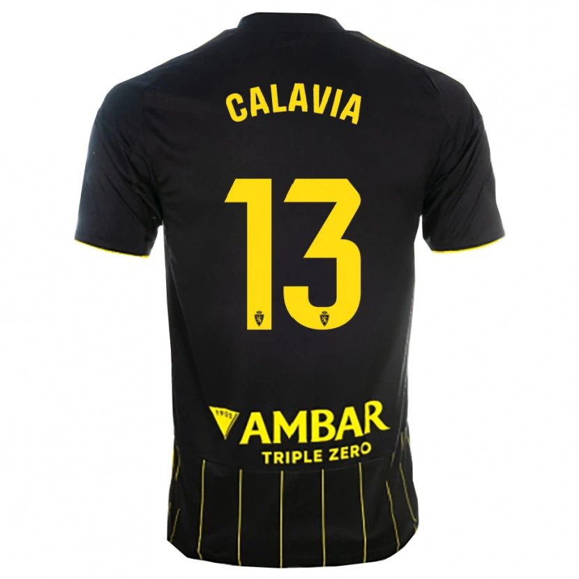 Danxen Hombre Camiseta Carlos Calavia #13 Negro Amarillo 2ª Equipación 2025/26 La Camisa México