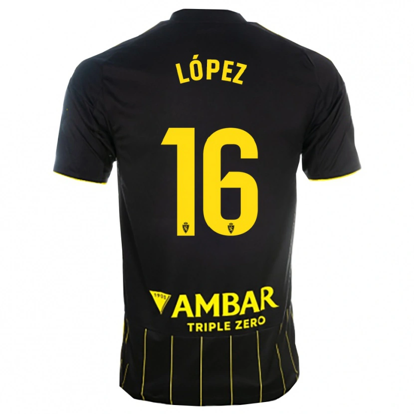 Danxen Hombre Camiseta Juan López #16 Negro Amarillo 2ª Equipación 2025/26 La Camisa México