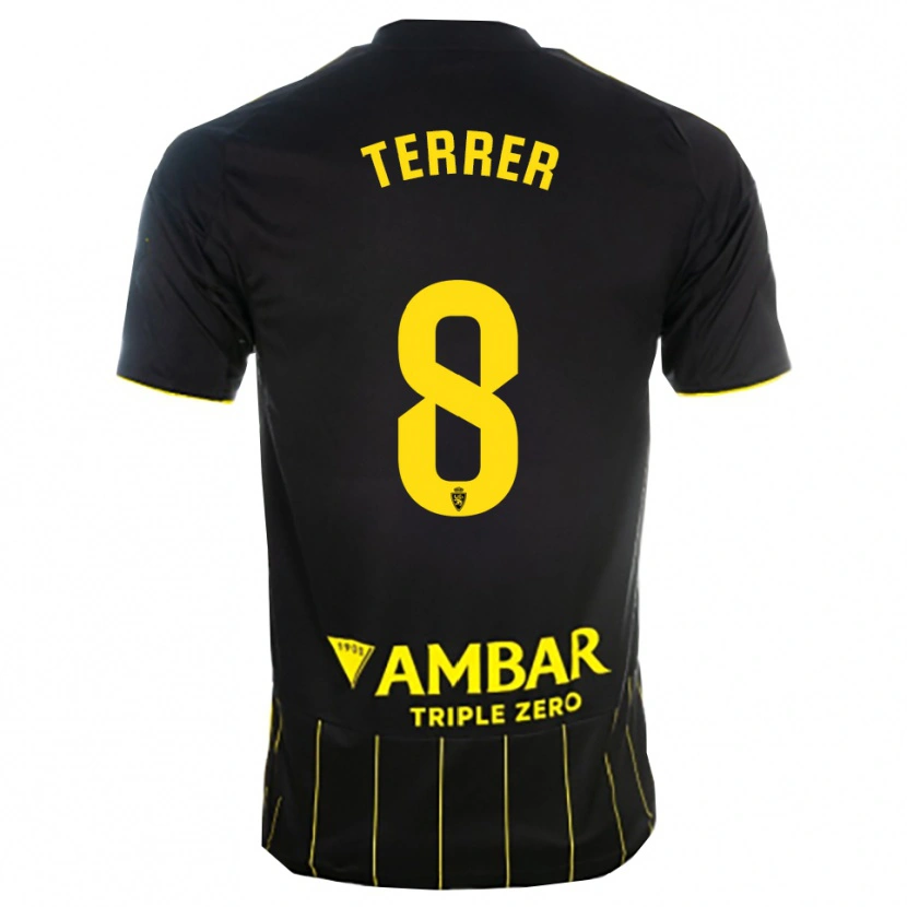 Danxen Hombre Camiseta Lucas Terrer #8 Negro Amarillo 2ª Equipación 2025/26 La Camisa México
