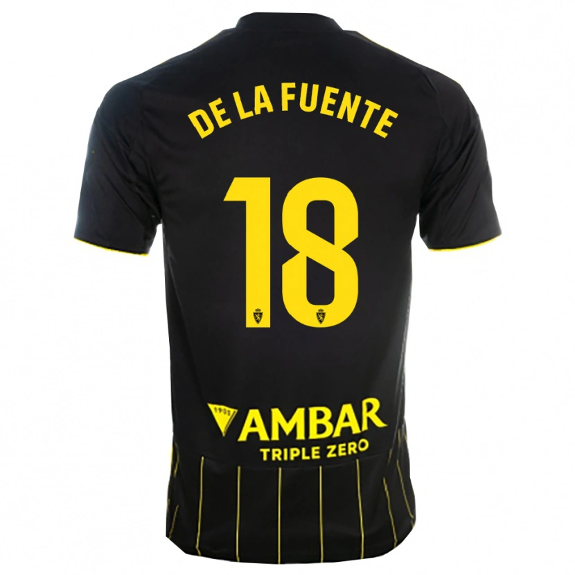 Danxen Hombre Camiseta Paulino De La Fuente #18 Negro Amarillo 2ª Equipación 2025/26 La Camisa México