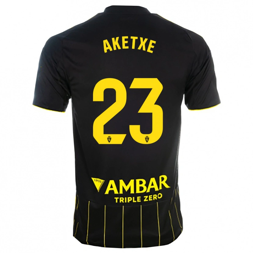 Danxen Hombre Camiseta Ager Aketxe #23 Negro Amarillo 2ª Equipación 2025/26 La Camisa México