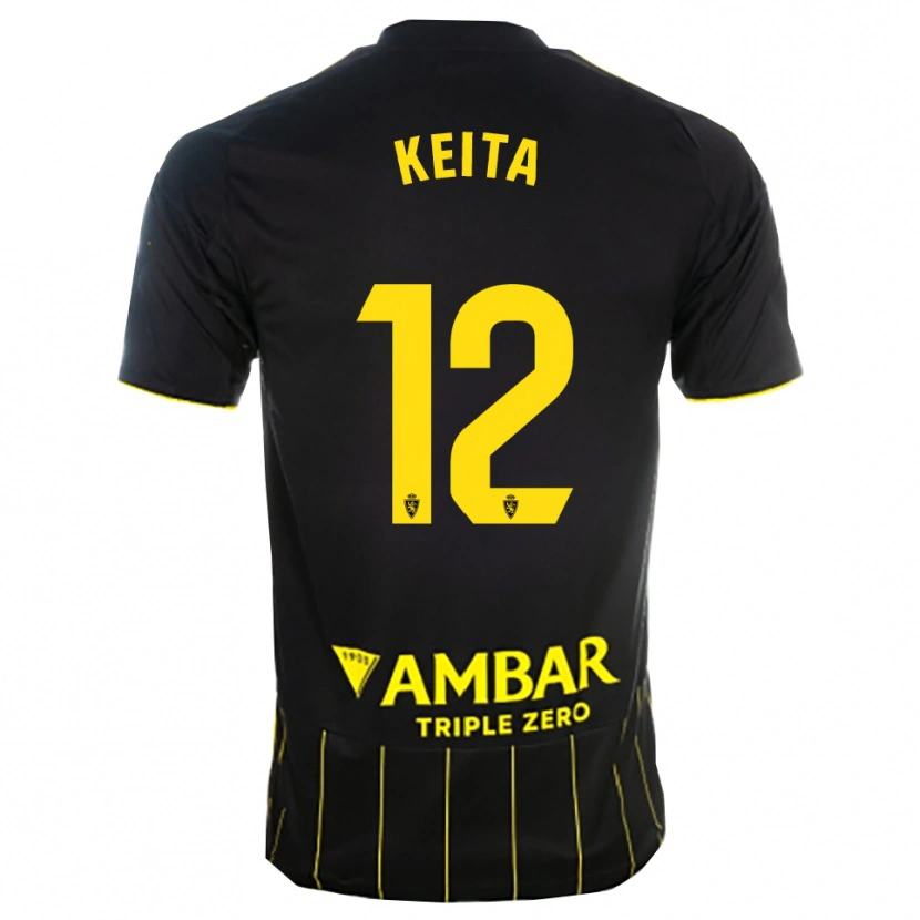 Danxen Hombre Camiseta Lassine Keita #12 Negro Amarillo 2ª Equipación 2025/26 La Camisa México