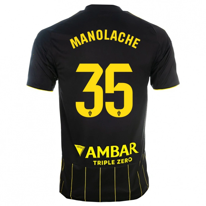 Danxen Hombre Camiseta Marcos Manolache #35 Negro Amarillo 2ª Equipación 2025/26 La Camisa México