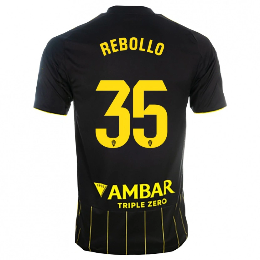 Danxen Hombre Camiseta Dani Rebollo #35 Negro Amarillo 2ª Equipación 2025/26 La Camisa México
