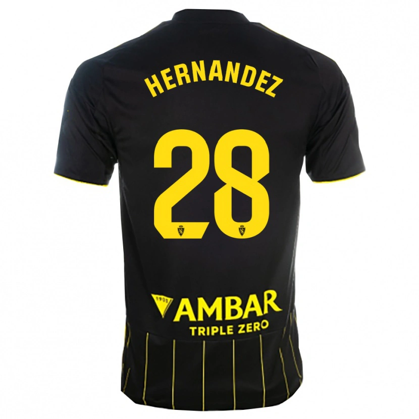Danxen Hombre Camiseta Diego Hernández #28 Negro Amarillo 2ª Equipación 2025/26 La Camisa México
