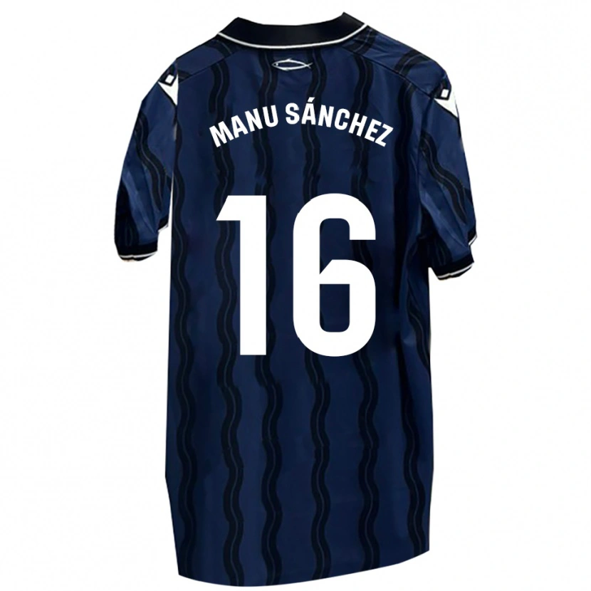 Danxen Hombre Camiseta Manu Sánchez #16 Azul Oscuro Negro 2ª Equipación 2025/26 La Camisa México